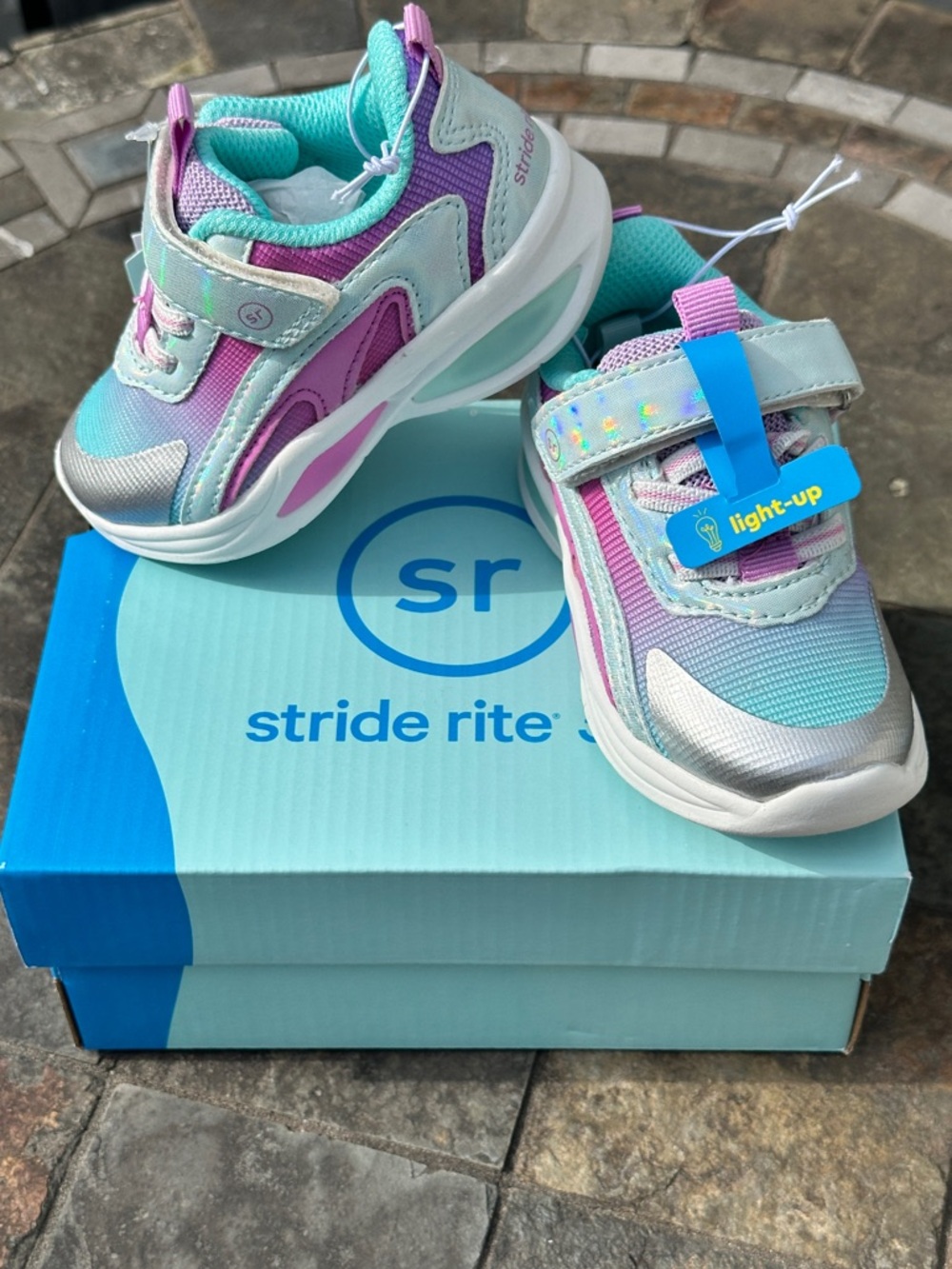 Stride Rite Little Kids Light Up Sneakers Pink / Green Toddler Youth 6K | 7K NEW